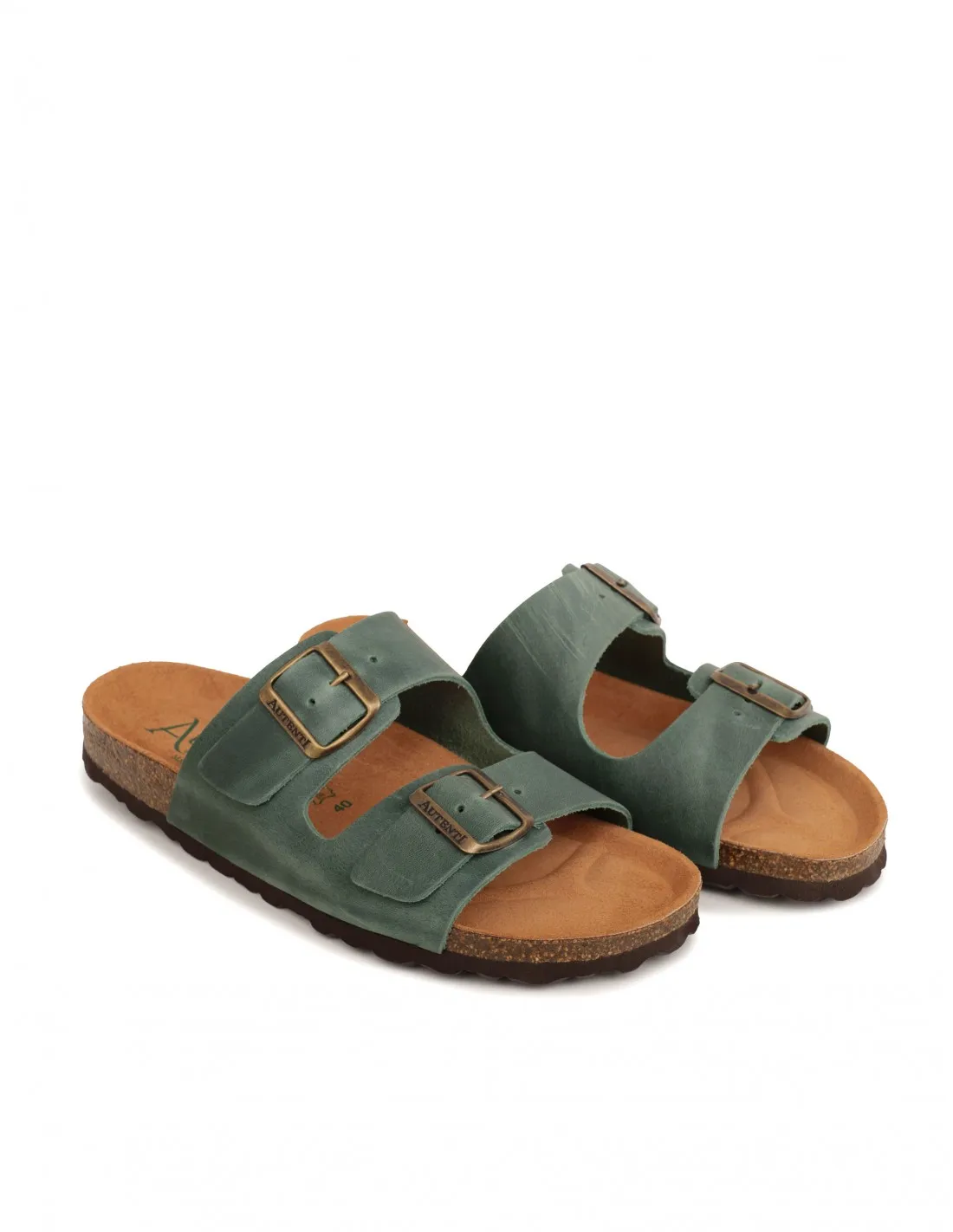 AUTENTI Sandalias Bio Hombre Hebillas Verde