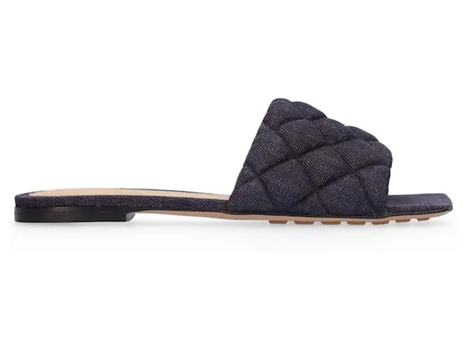 Bottega Veneta Sandalia baja acolchada en denim 10mm de tamaño 37,5 Azul 