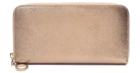Bulgari Cartera larga de cuero dorado Bvlgari 