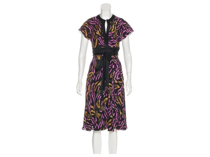 Diane Von Furstenberg Vestido de seda DvF Svetlana Negro Multicolor 