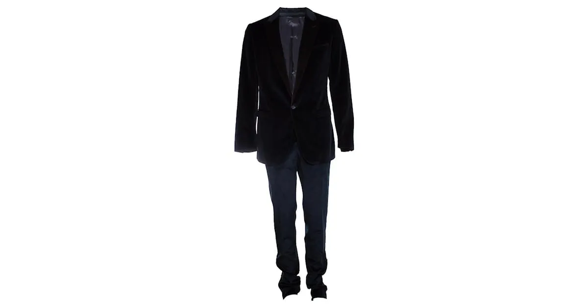 DOLCE & GABBANA, Traje de terciopelo azul 