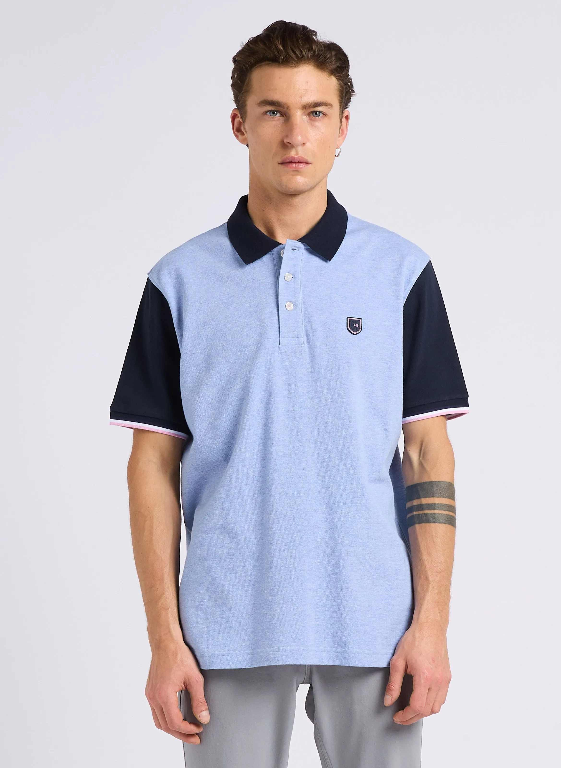 EDEN PARK Polo de algodón de manga corta en azul