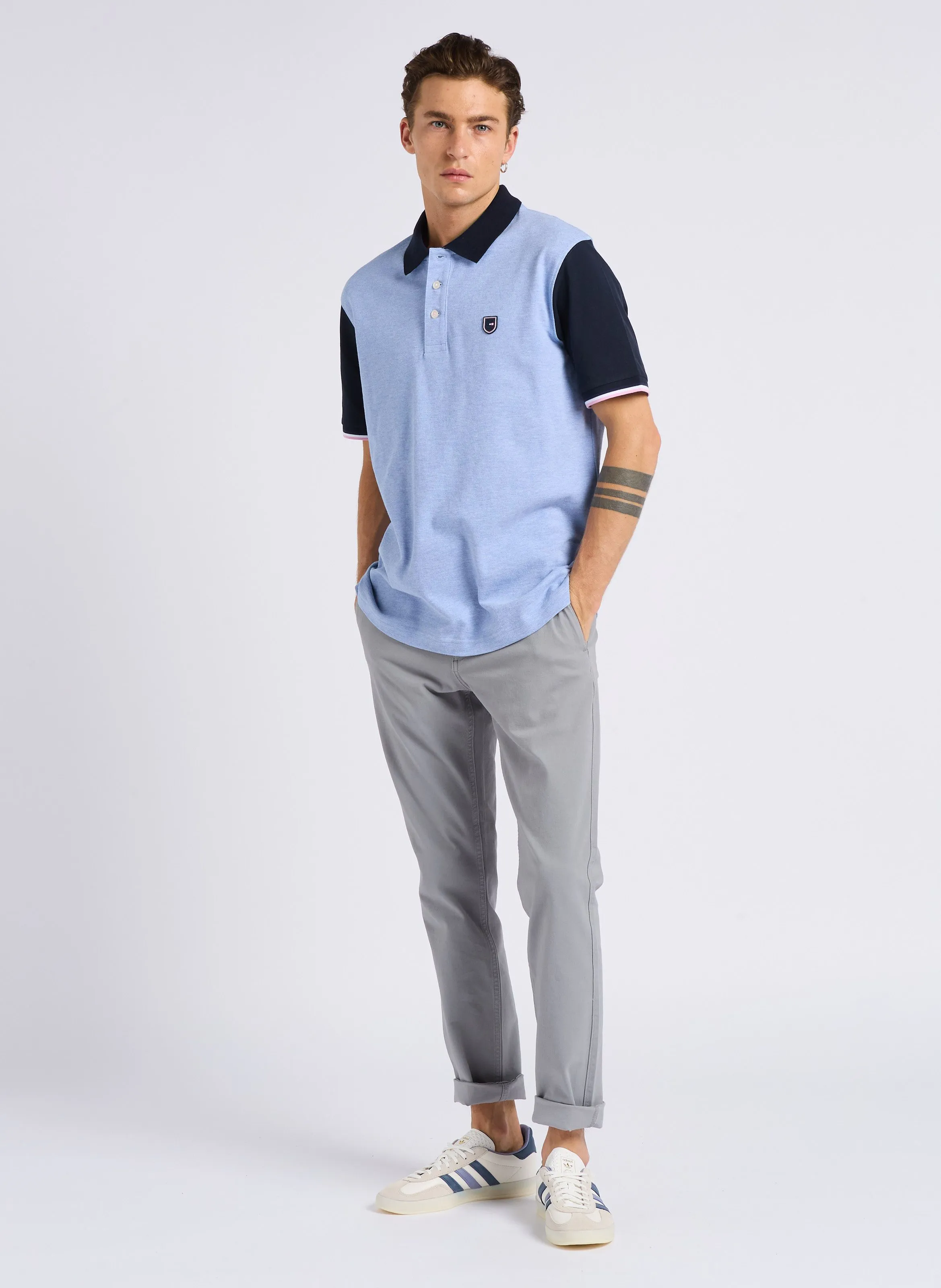 EDEN PARK Polo de algodón de manga corta en azul