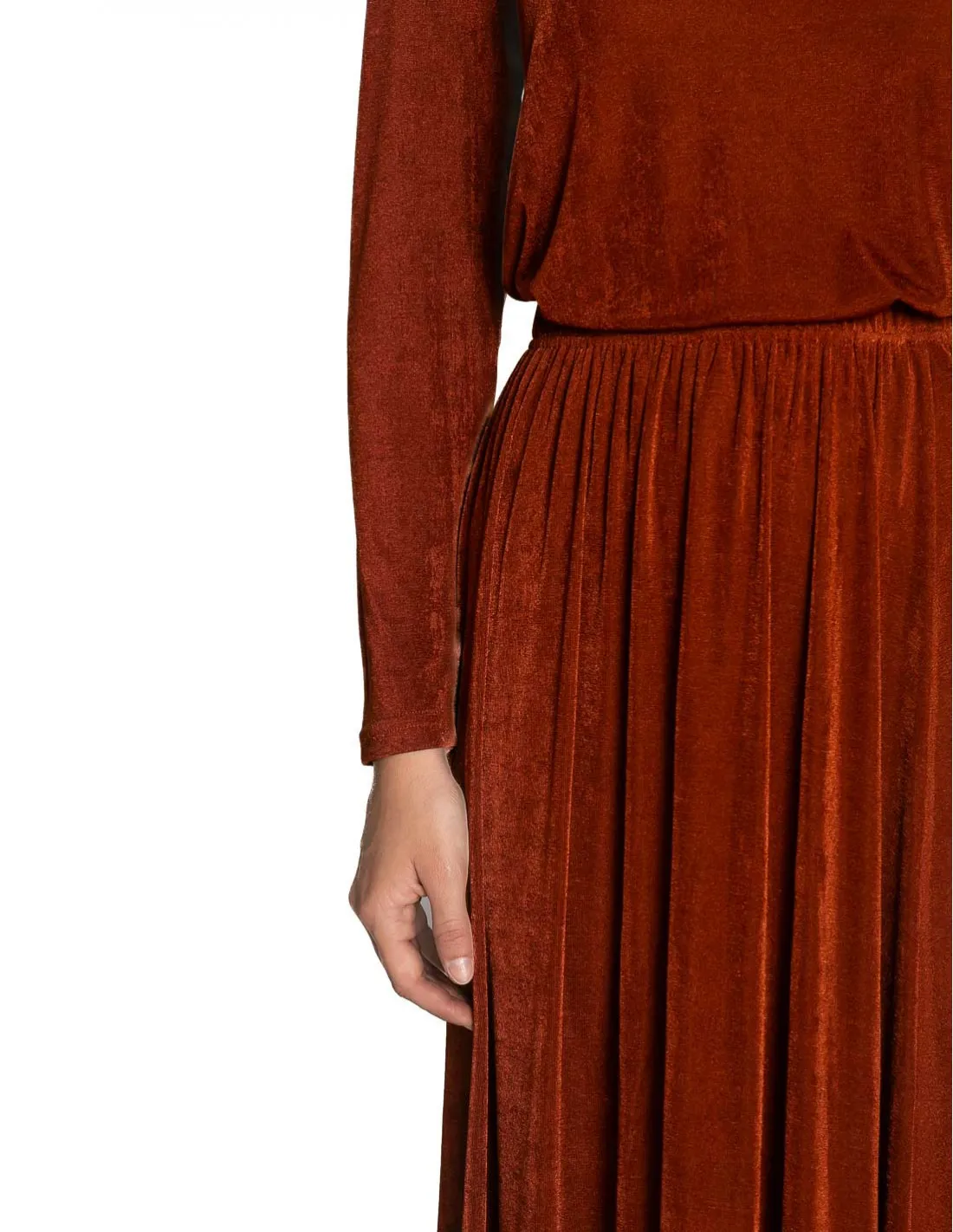 FALDA MIDI ACABADO BRILLANTE MARRON COMPAÑIA FANTASTICA