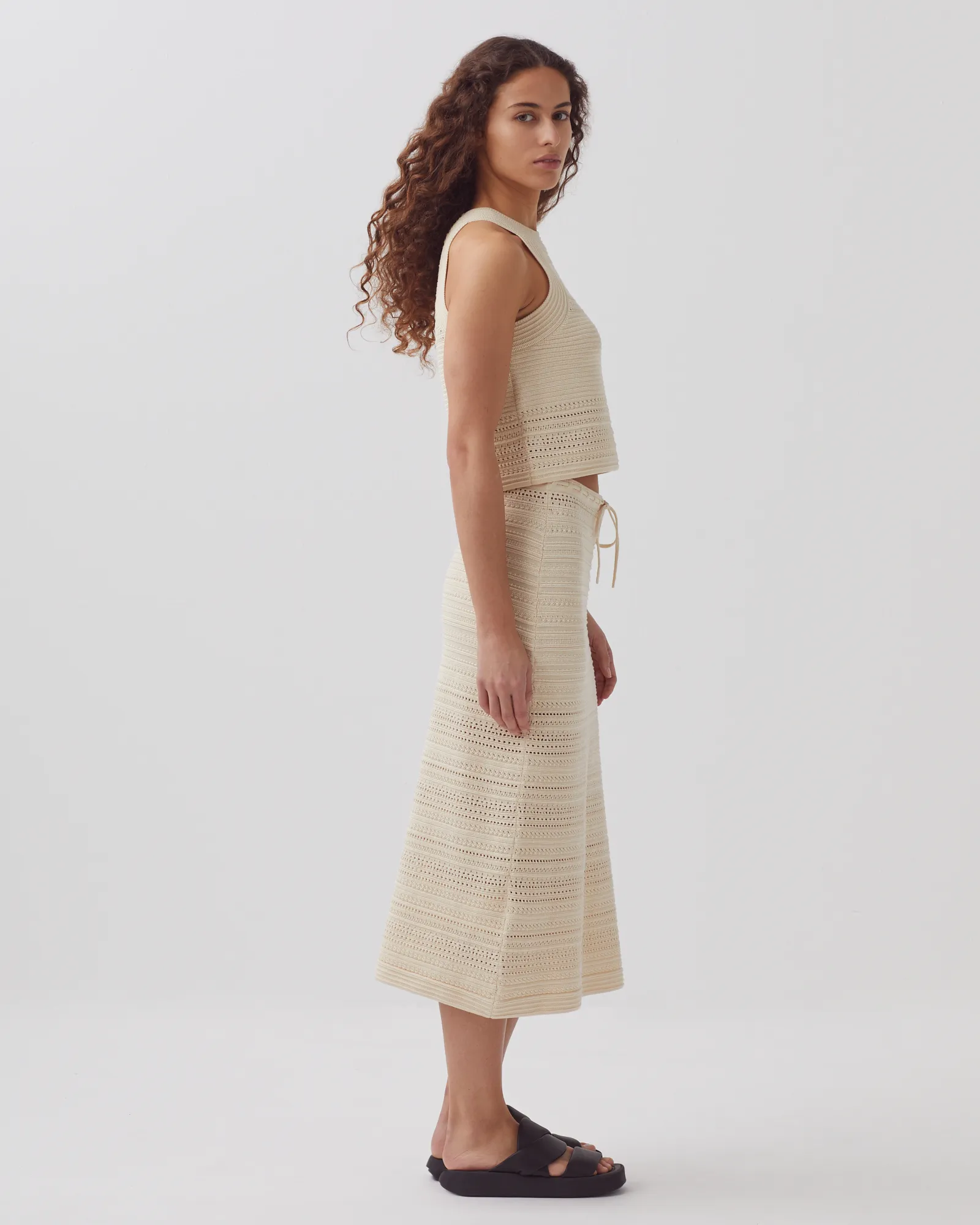 Falda midi de crochet de algodón albore