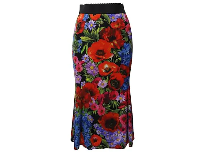 Falda midi de Dolce & Gabbana en seda con estampado floral 