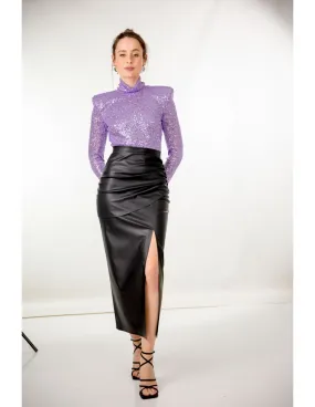 FALDA MIDI POLIPIEL