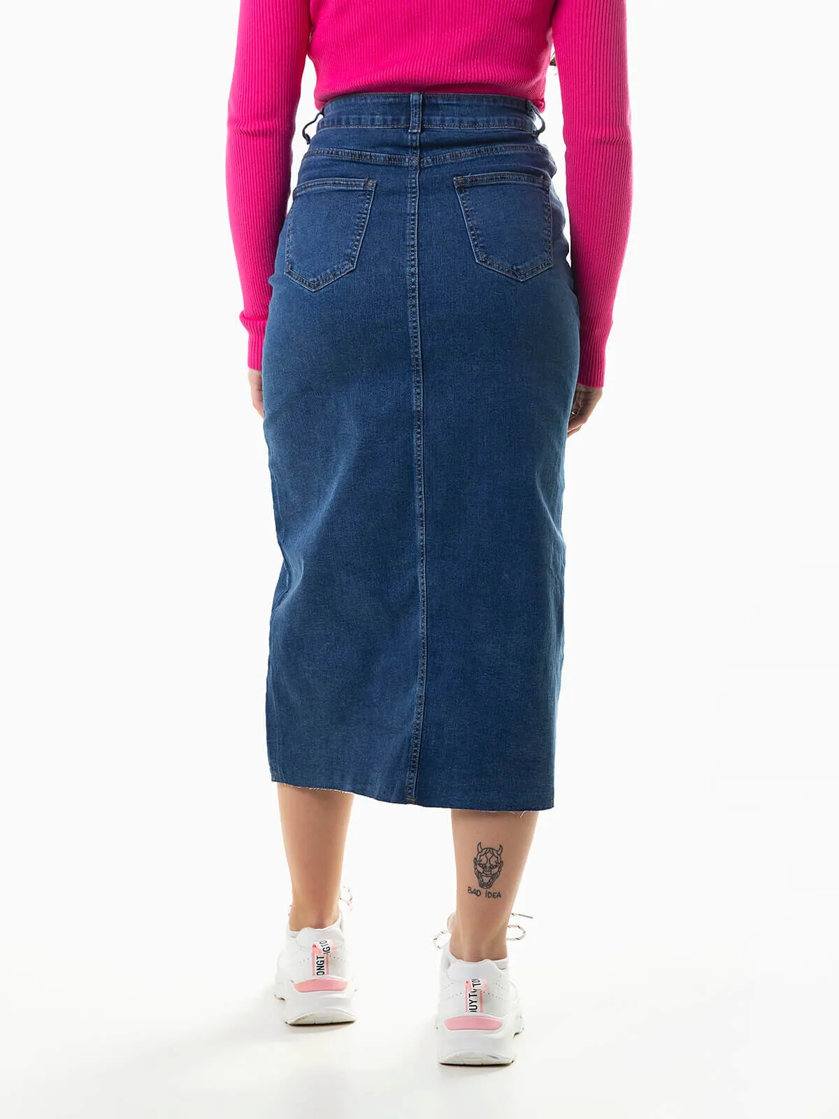 Falda midi vaquera con abertura