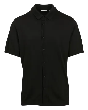 IKKS Polo de algodón y lino en negro