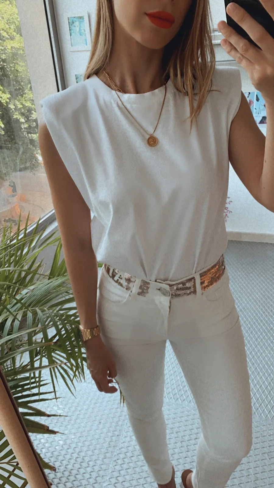 Jeans Blanco Cinturilla Joya