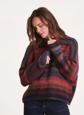 Jersey de mezcla de lana con cuello redondo oversize en violeta