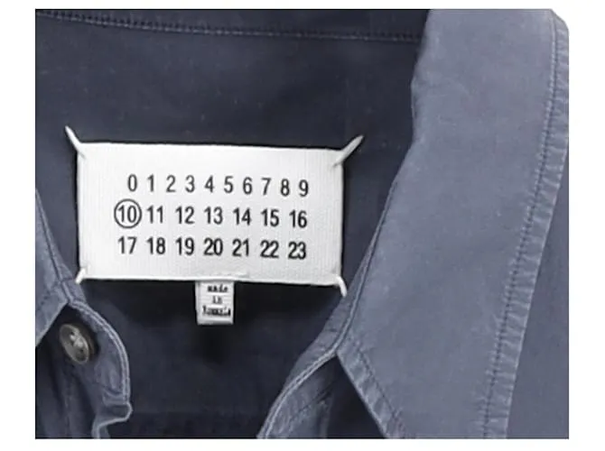 Maison Martin Margiela Camisa de manga corta con bolsillos con tachuelas de algodón azul marino de Maison Margiela 