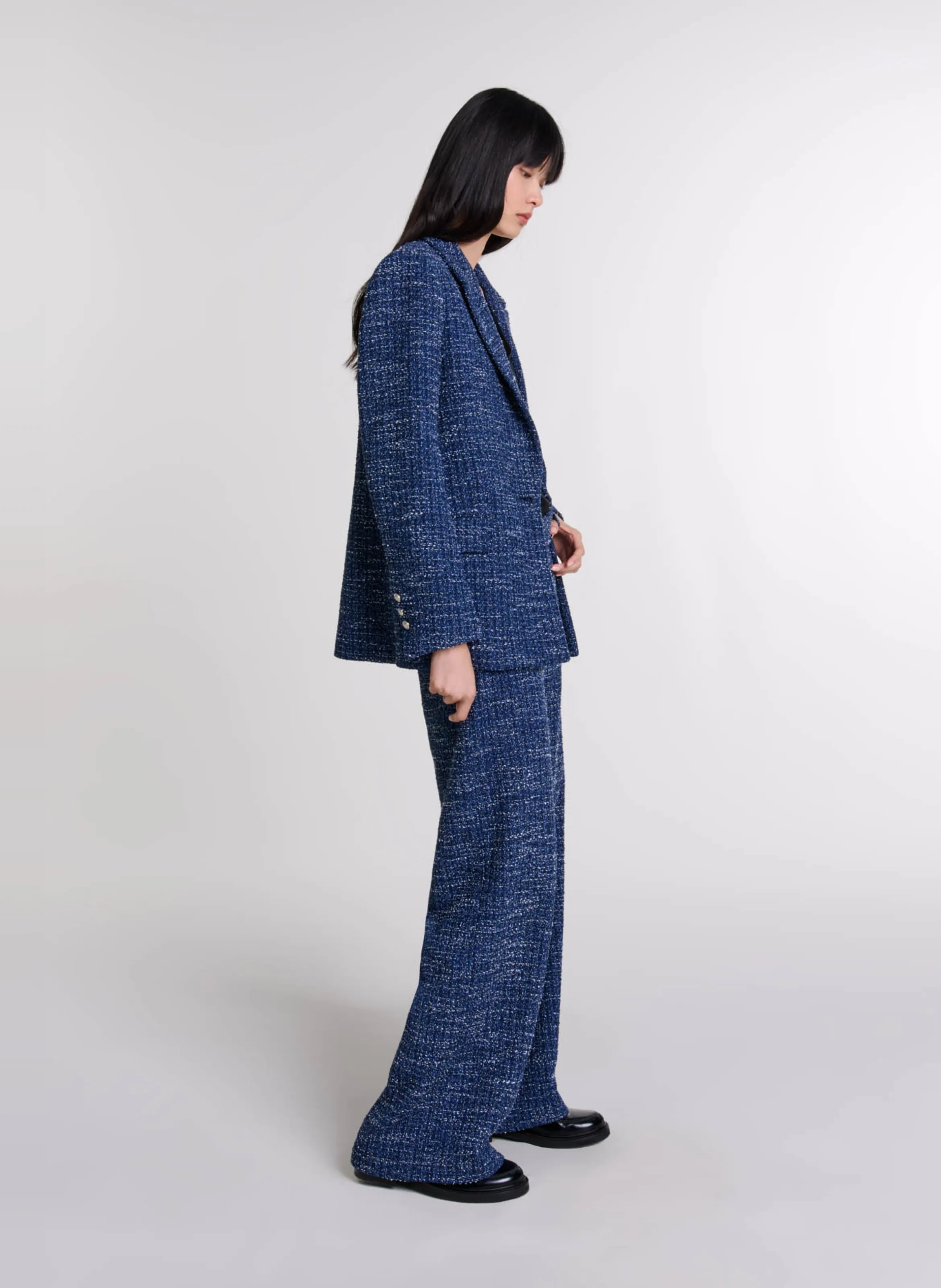 MAJE Vestido dos en uno de tweed. en azul