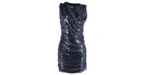 Minivestido de cóctel con lentejuelas drapeadas en nailon azul de Alexander Wang 