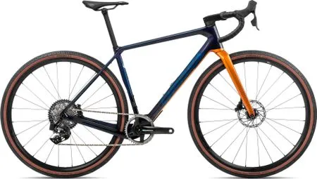 Orbea Bicicleta Gravel Orbea Terra M21eTEAM 1X Sram Force XPLR eTap AXS 12V 700 mm Azul Carbono Vista Naranja Leo 2023