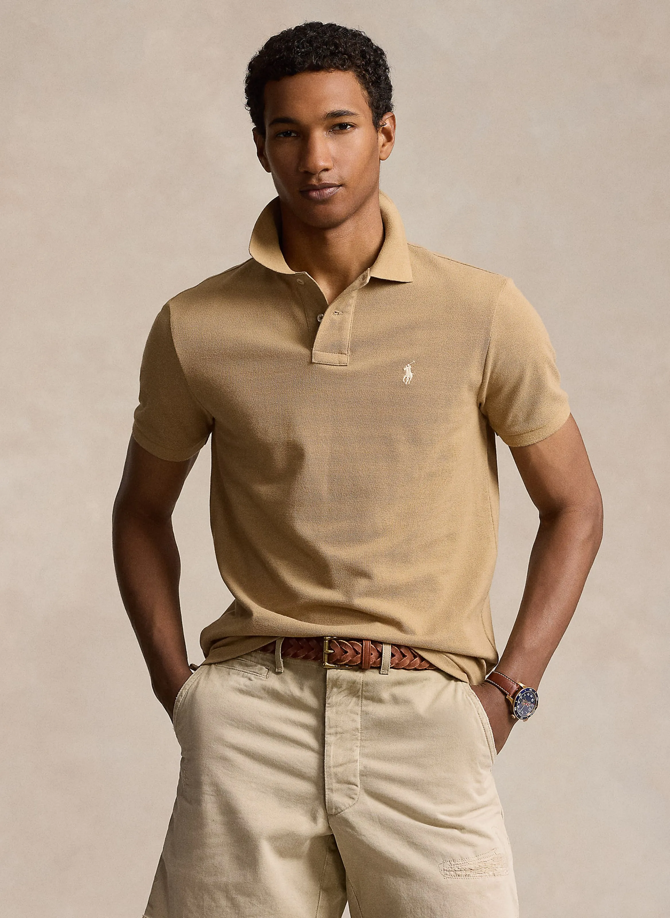 POLO RALPH LAUREN Polo de algodón custom fit en beige
