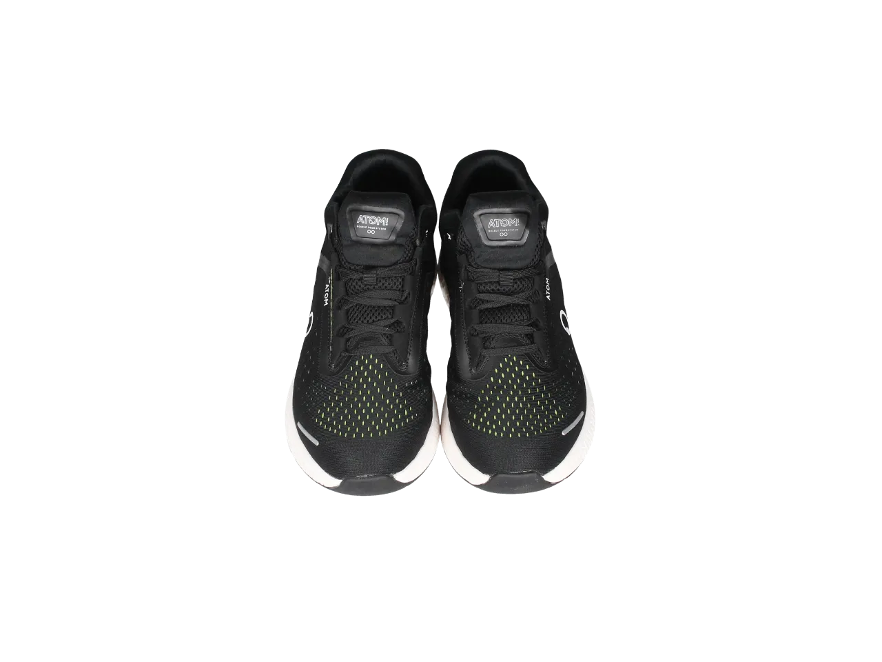 Sneaker Atom Nylon Negro Calados Amarillo Fluor Piso Blanco
