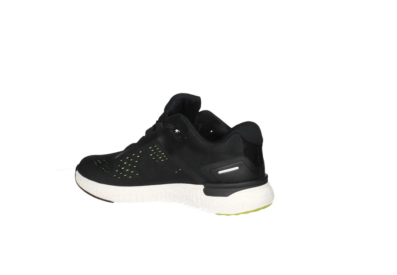 Sneaker Atom Nylon Negro Calados Amarillo Fluor Piso Blanco