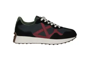 Sneaker Nobuck Negro Nylon Gris Logo Burdeos Talon Kaki