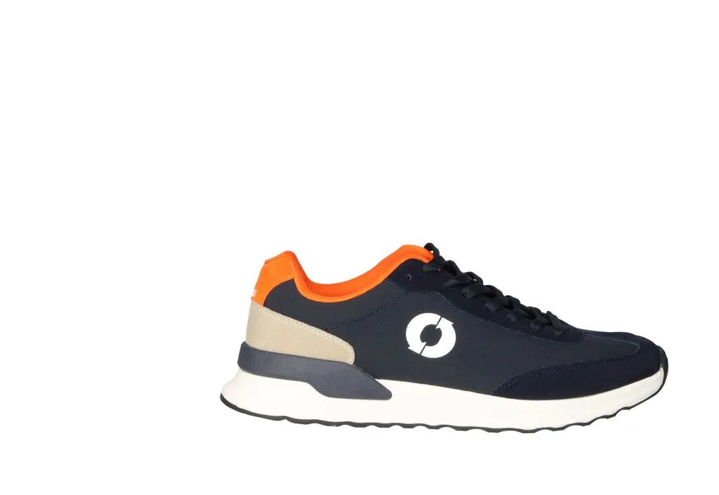 Sneaker Nobuck/nylon Azul Talon Taupe y Naranja Piso Blanco