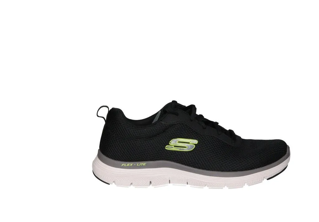 Sneaker Nylon Negro Filo Logo Amarillo Fluor Piso Blanco