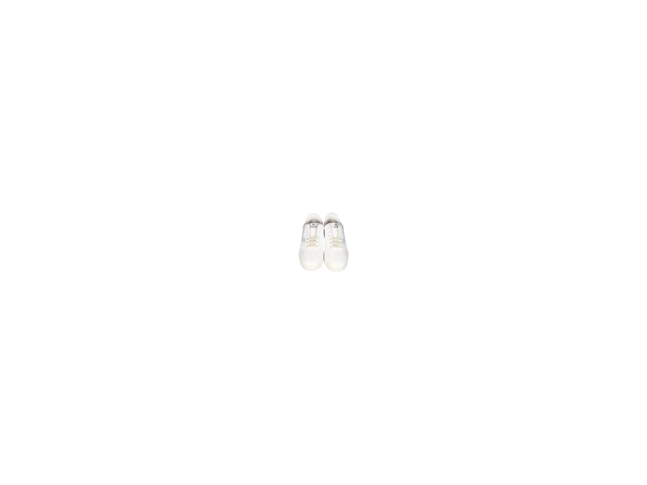 Sneaker Piel Blanco Pala Calados Lateral Celeste Talon Salmon