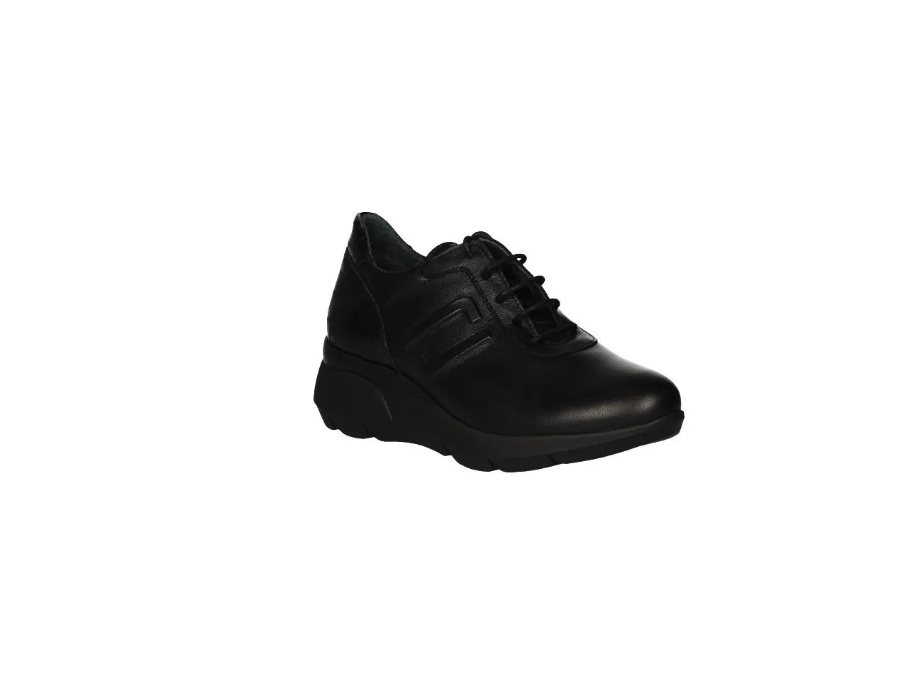 Sneaker Piel Negro Talon Coco CuÑa Baja
