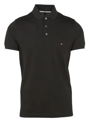 TOMMY HILFIGER Polo slim-fit de algodón orgánico de manga corta en negro