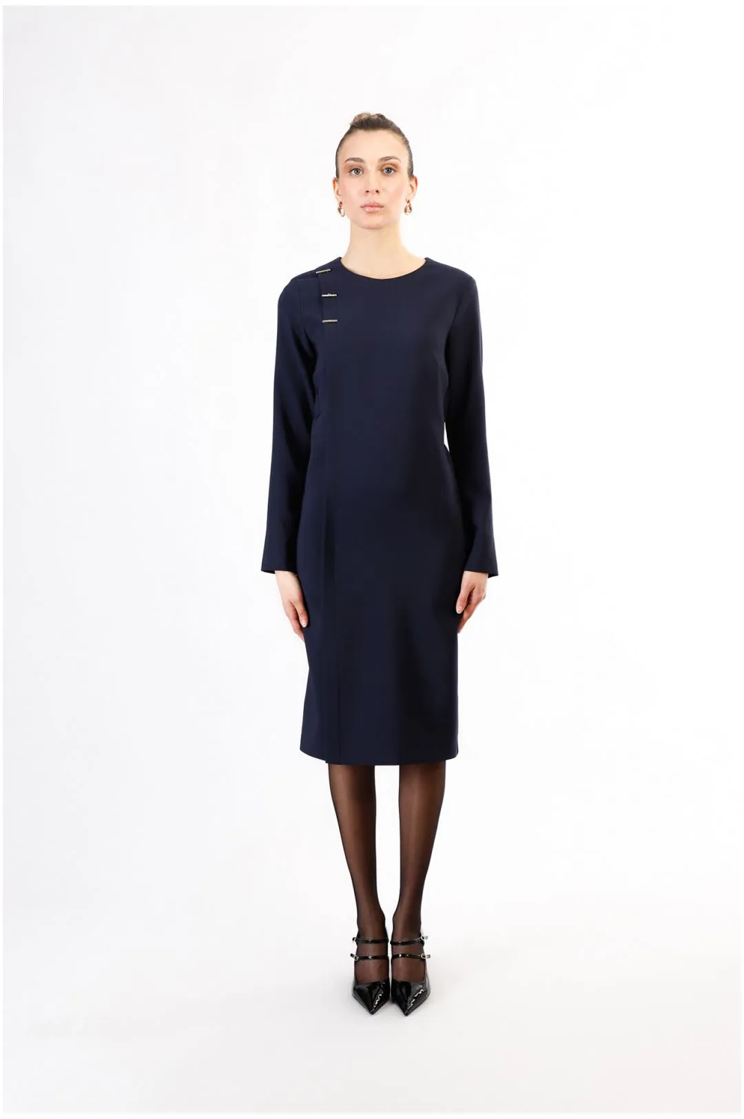 vestido efecto cartera en tejido bielástico navy